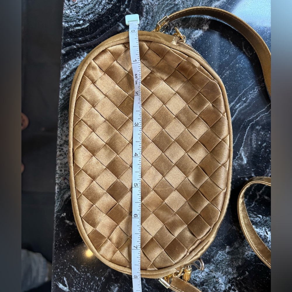 Bottega Veneta Woven Cloth Crossbody Vintage Purse Gold - Picture 8 of 8